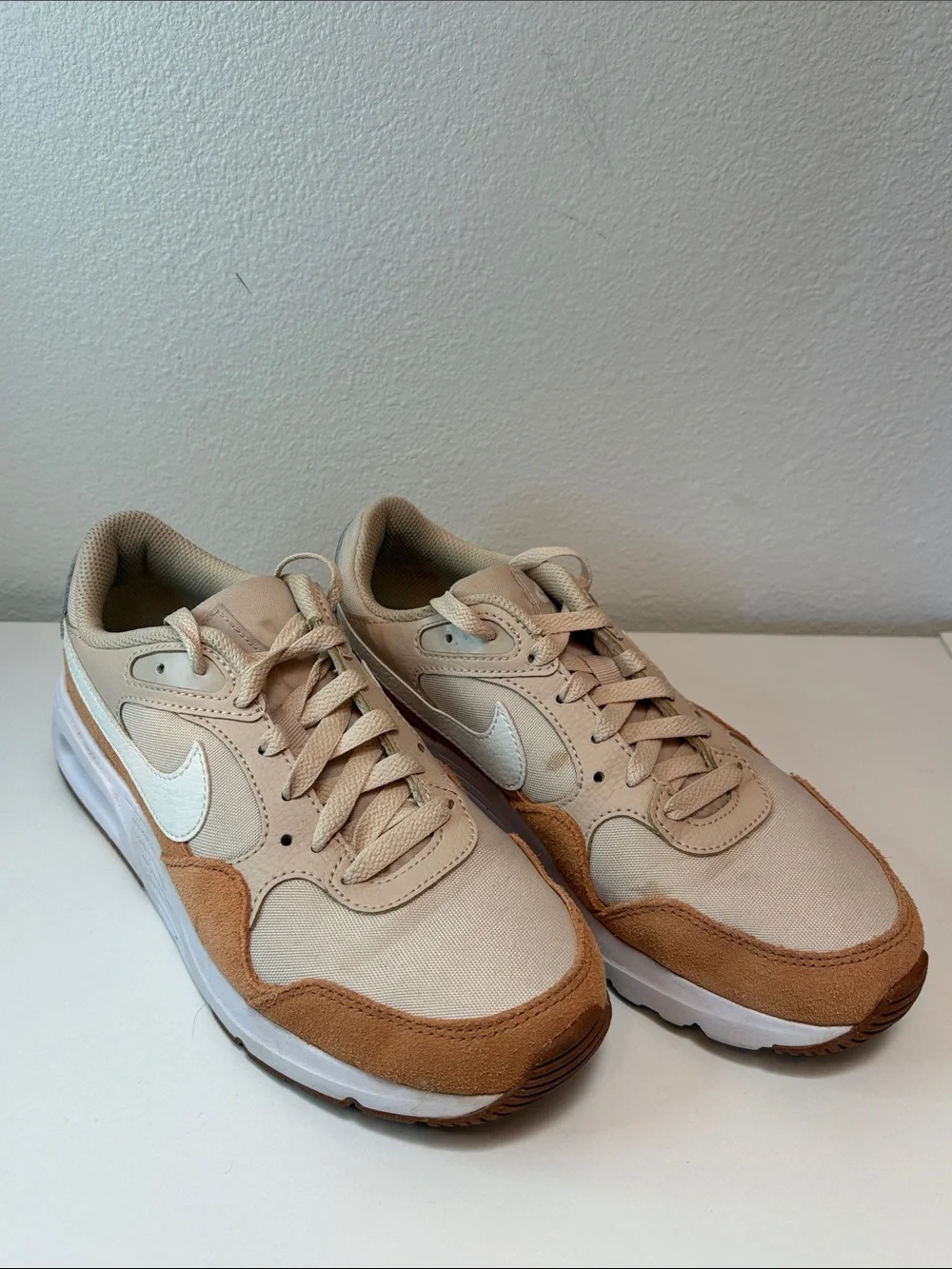 Nike Air Orange and Tan Low-Top Sneakers with White Swoosh